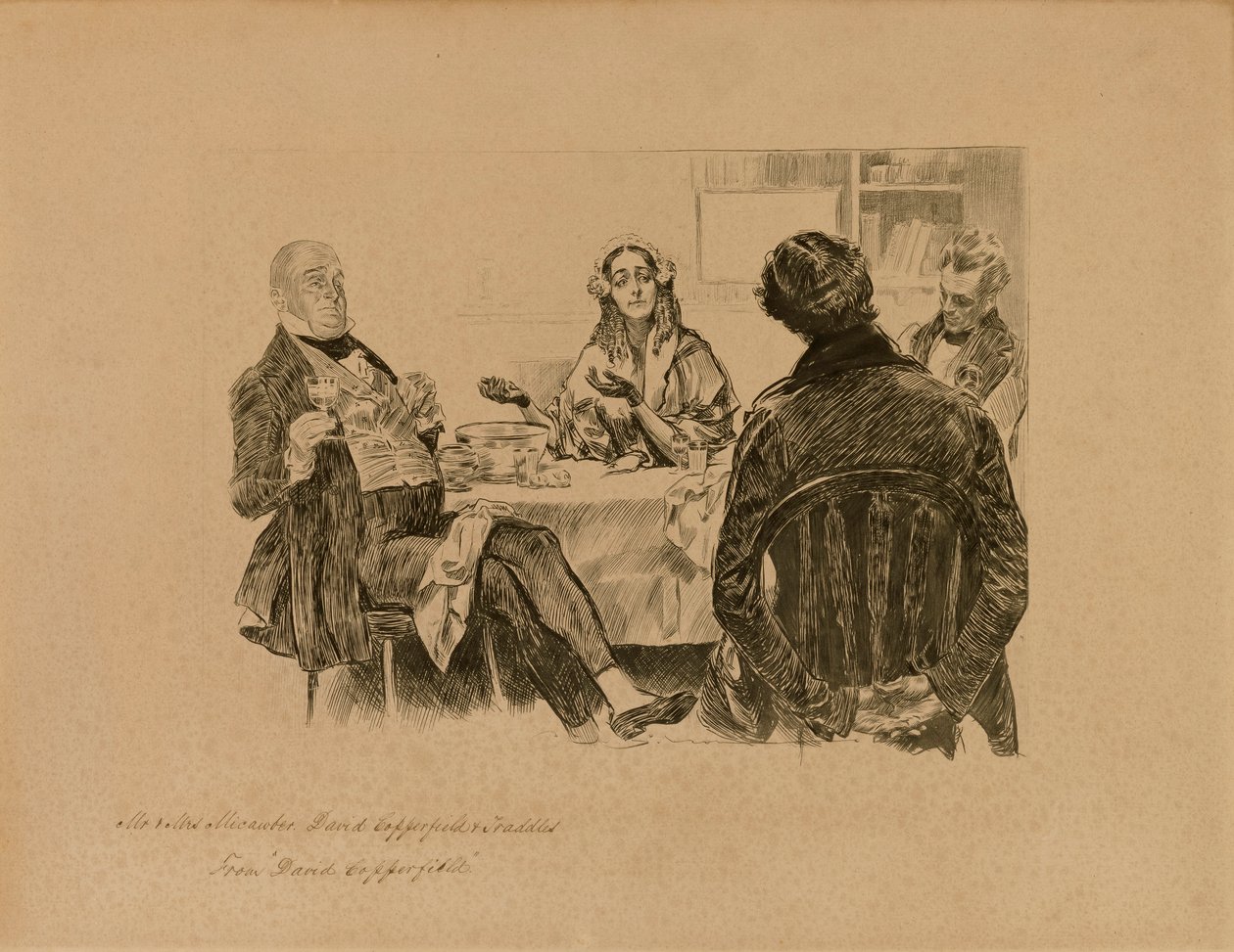 Sr. e Sra. Micawber, David Copperfield e Traddles, de "David Copperfield" de Charles Dana Gibson