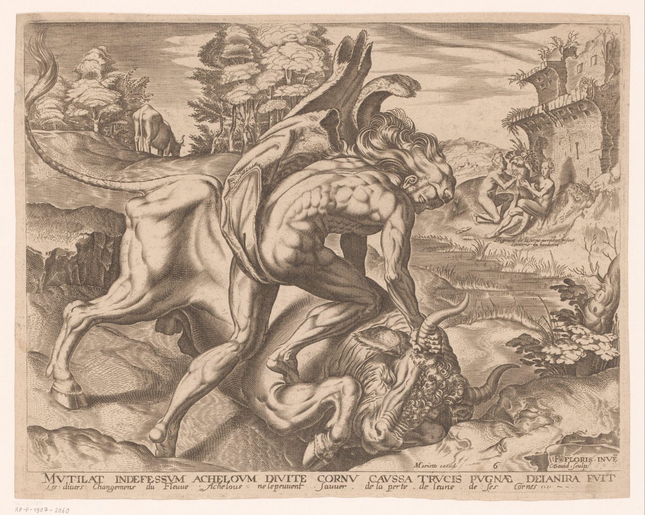 Hércules doma o touro cretense Trabalhos de Hércules após Frans Floris (título da série) de Charles David