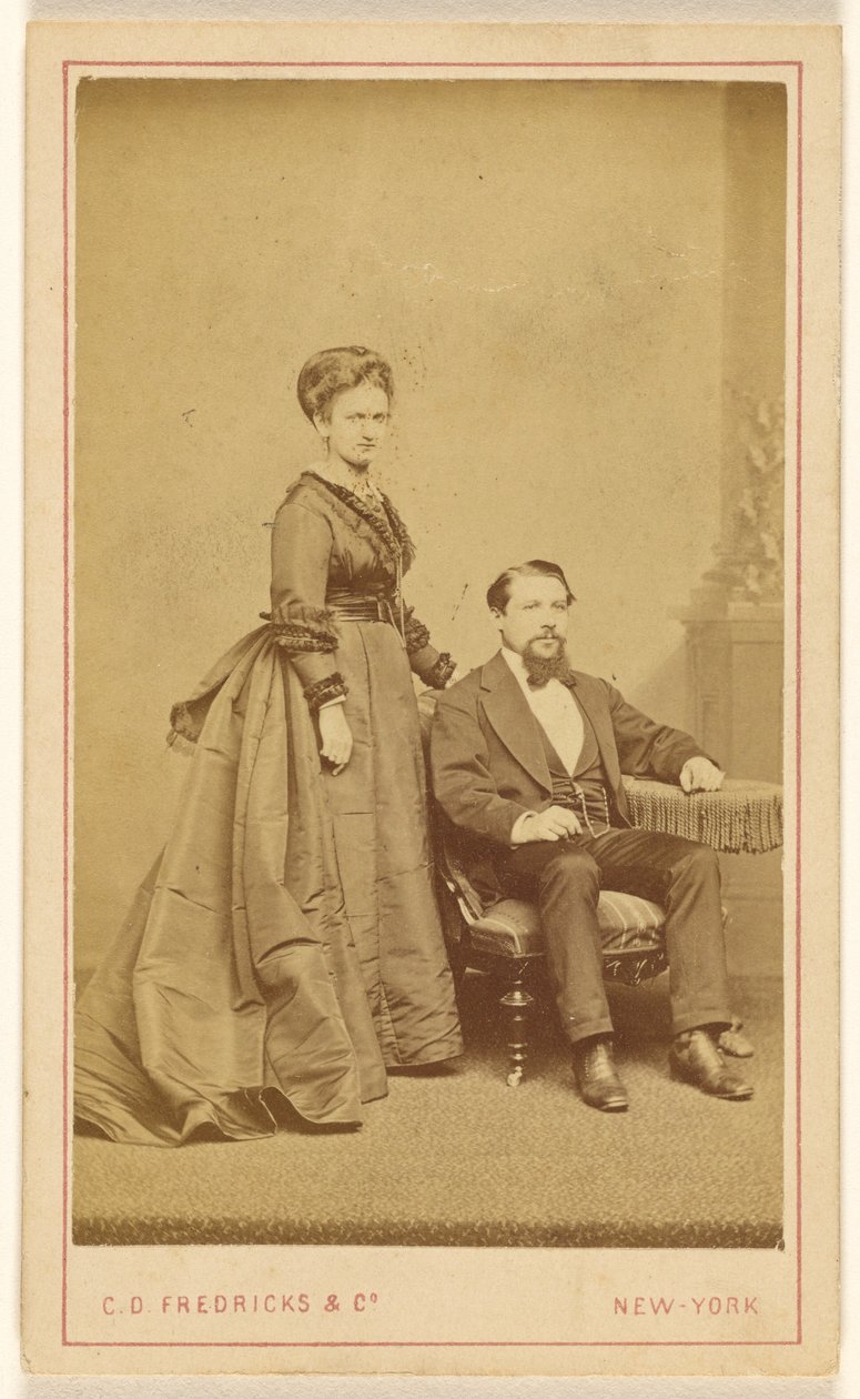 [Casal não identificado: mulher de pé, homem com barba Vandyke sentado] de Charles DeForest Fredricks