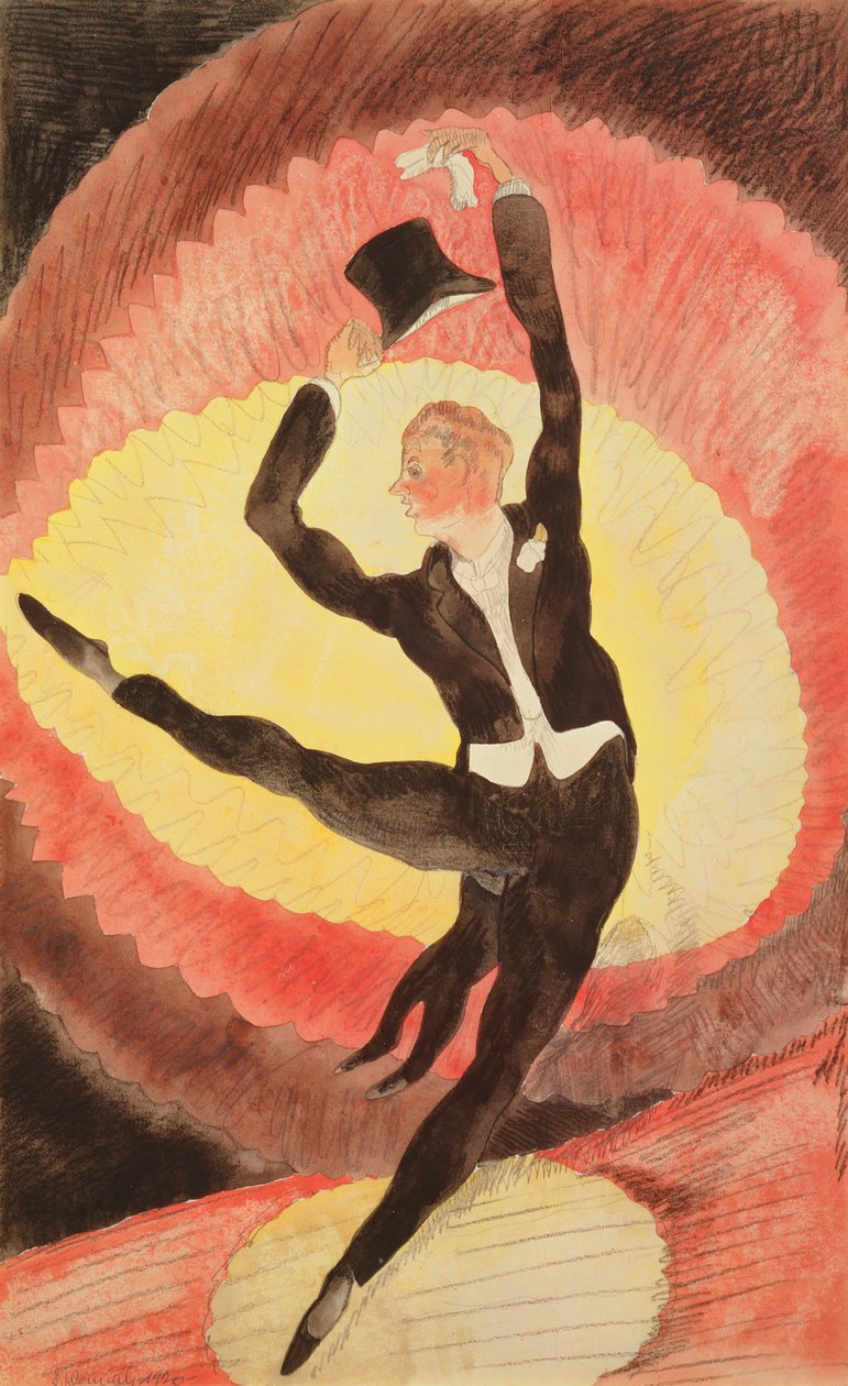 Dançarino Masculino Acrobático, 1920 (wc no papel) de Charles Demuth