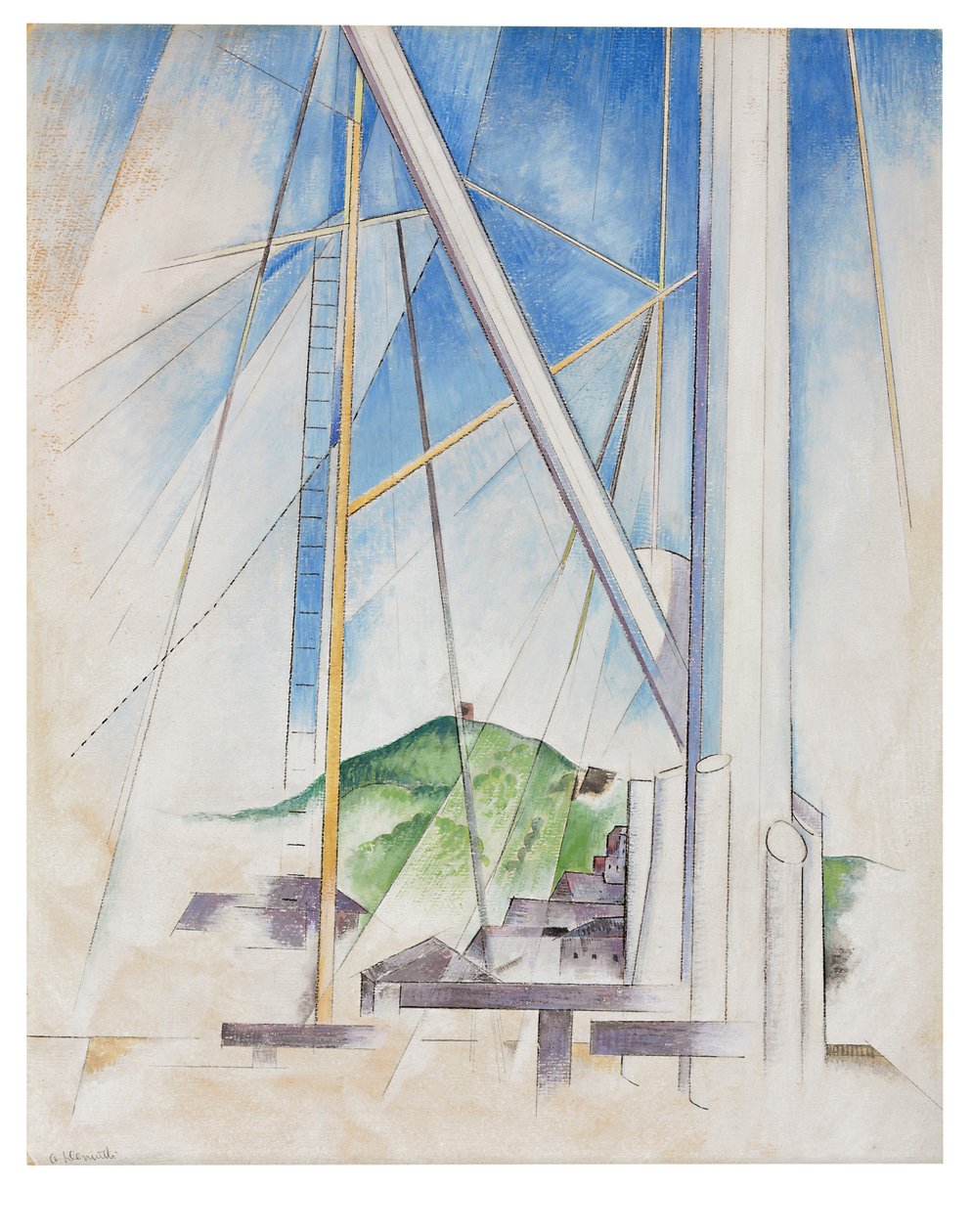 Na Chave do Azul, c.1919 (têmpera e lápis a bordo) de Charles Demuth