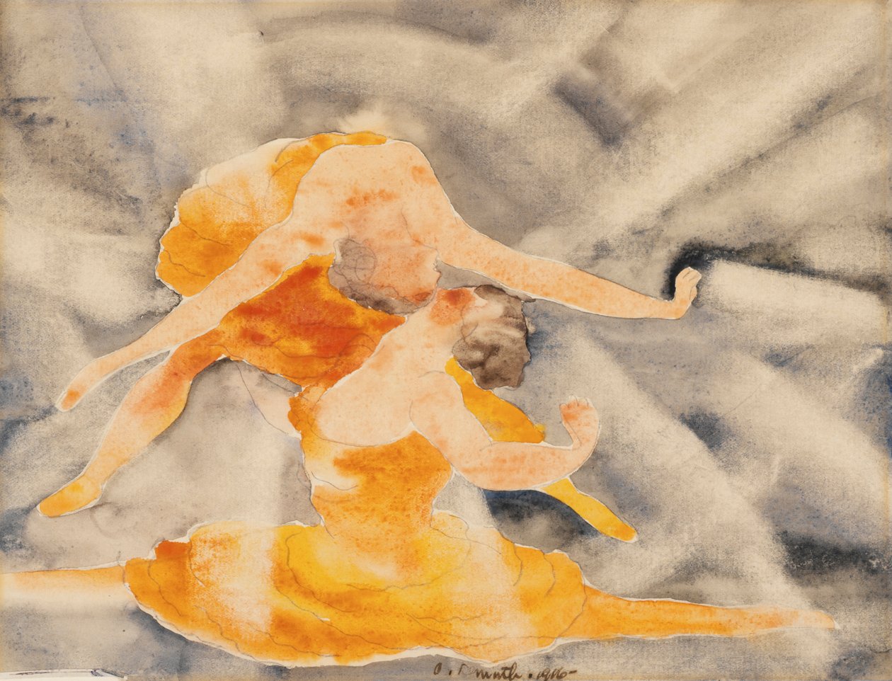 Duas Mulheres Acrobatas, 1916 (wc no papel) de Charles Demuth