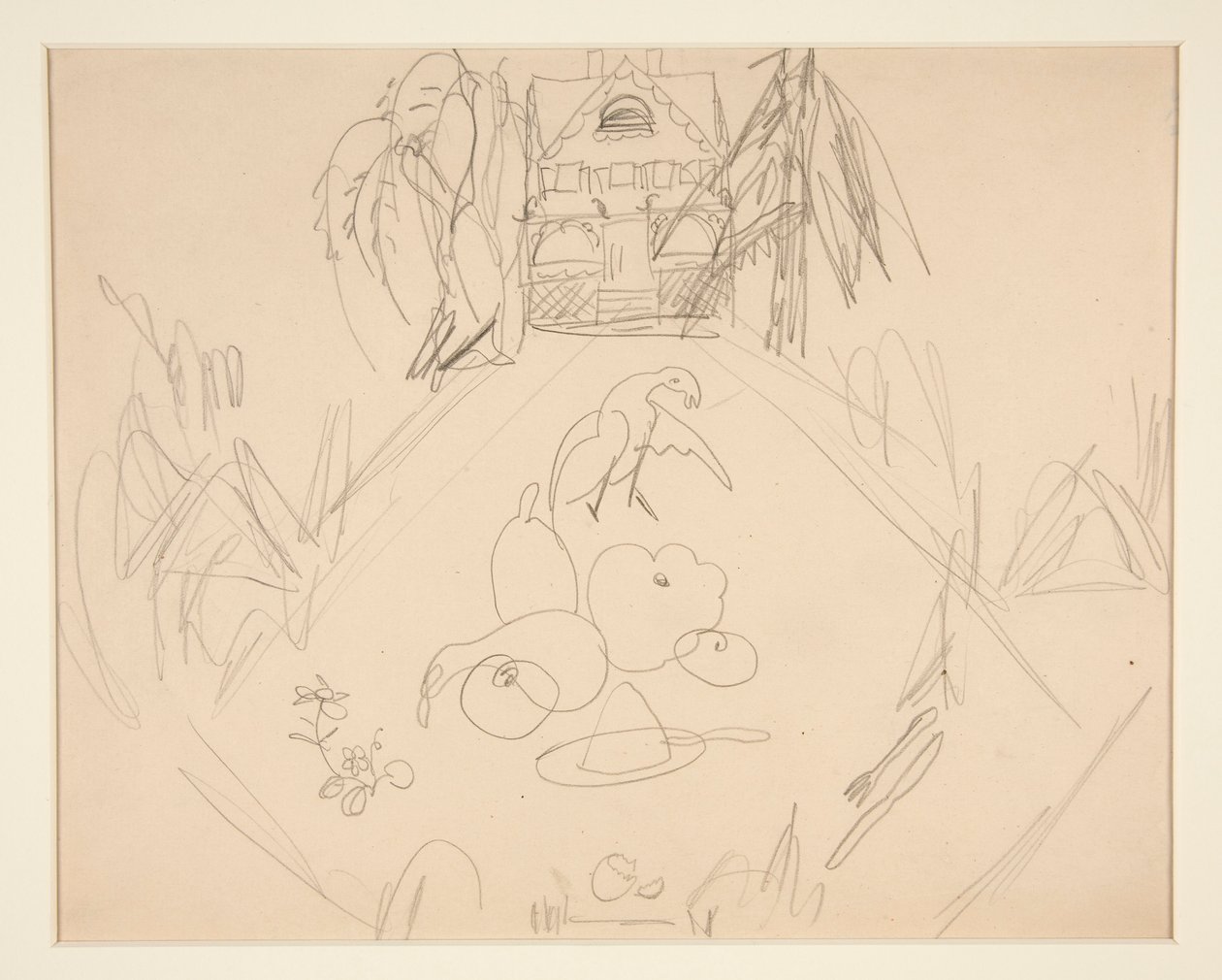 Sem título [pombas, frutas, legumes, casa, notas escritas] de Charles Demuth