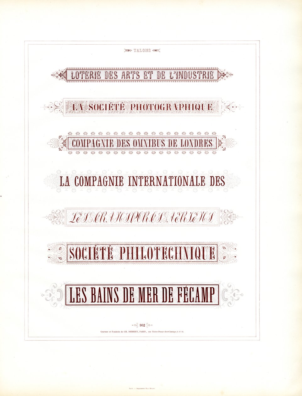 Cartelas de título decorativas para documentos comerciais (impressão) de Charles Derriey