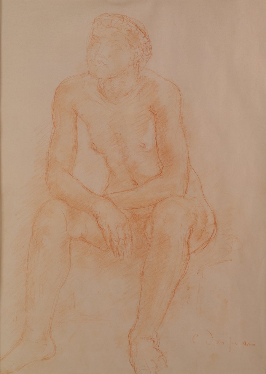 Nua sentada (giz vermelho sobre papel) de Charles Despiau