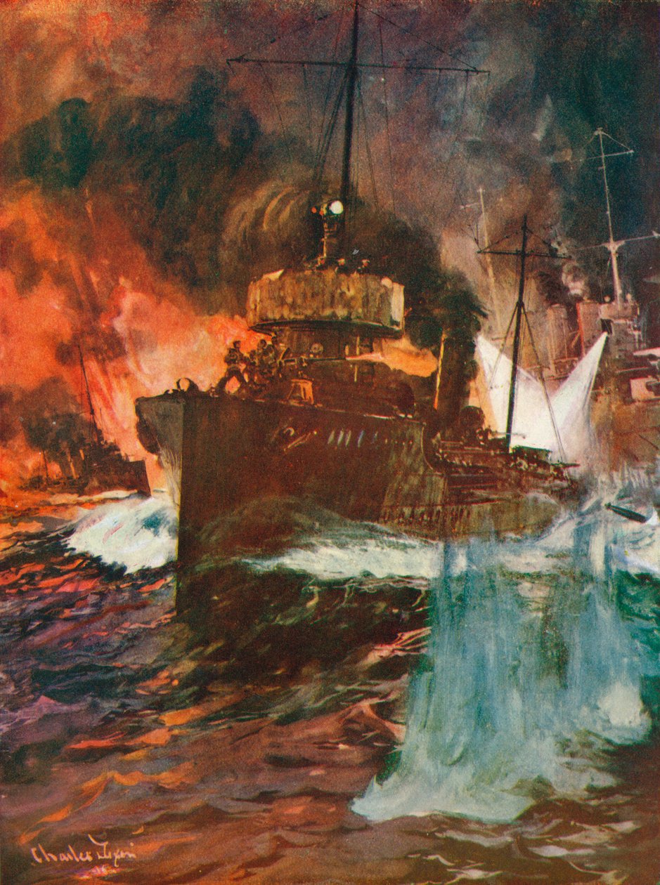 Um ataque noturno. Torpedeiros no trabalho, c1918 1919 de Charles Dixon