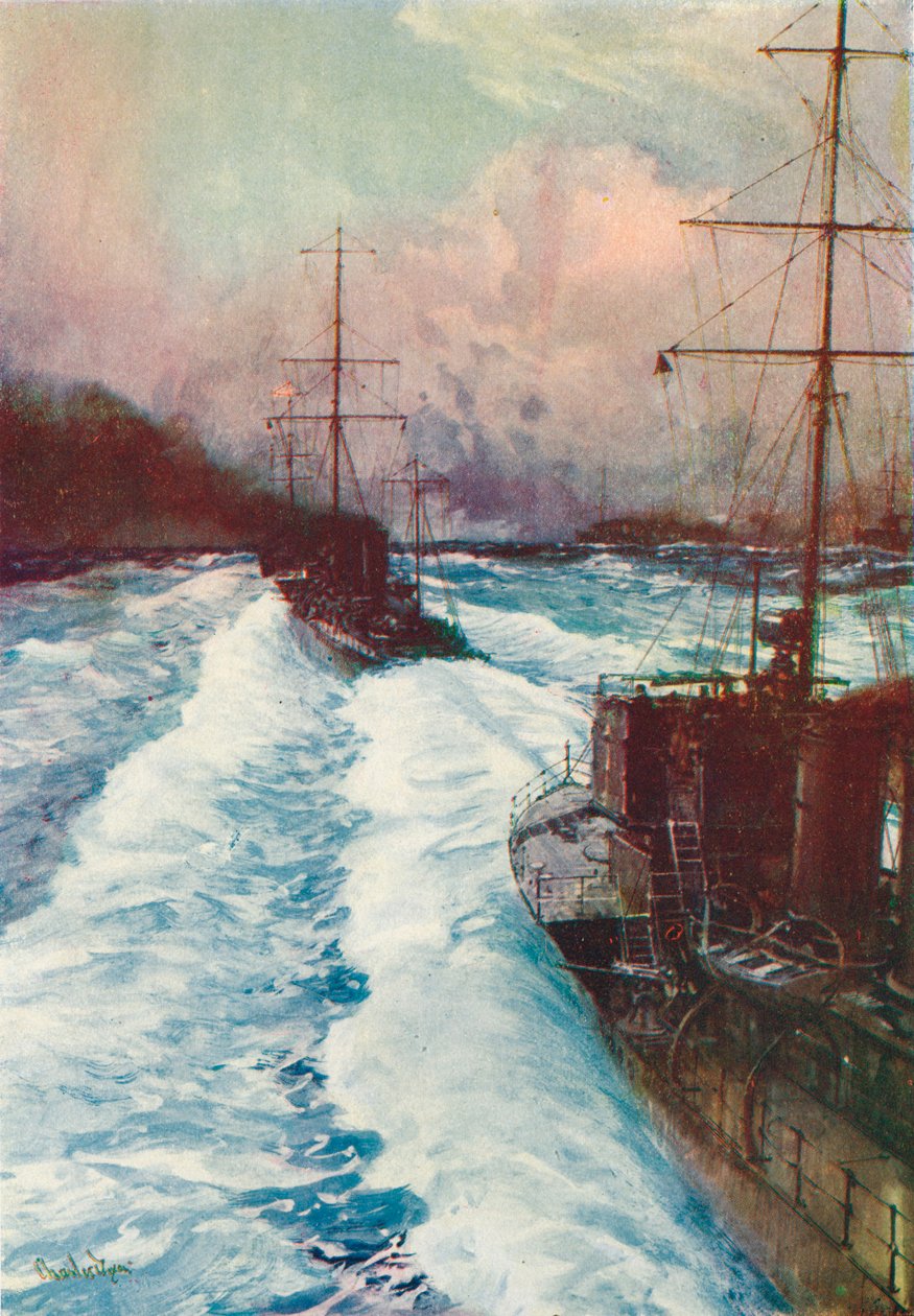 Os zangões dos mares. Destruidores em velocidade, c1917 1919 de Charles Dixon