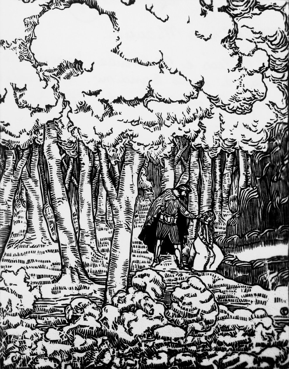 Madeira cortada por Charles Doudelet (1861-1938) para Pelleas e Melisande por Maurice Maeterlinck (1862-1949), publicado por Claudio Argentieri, Spoleto, Itália de Charles Doudelet