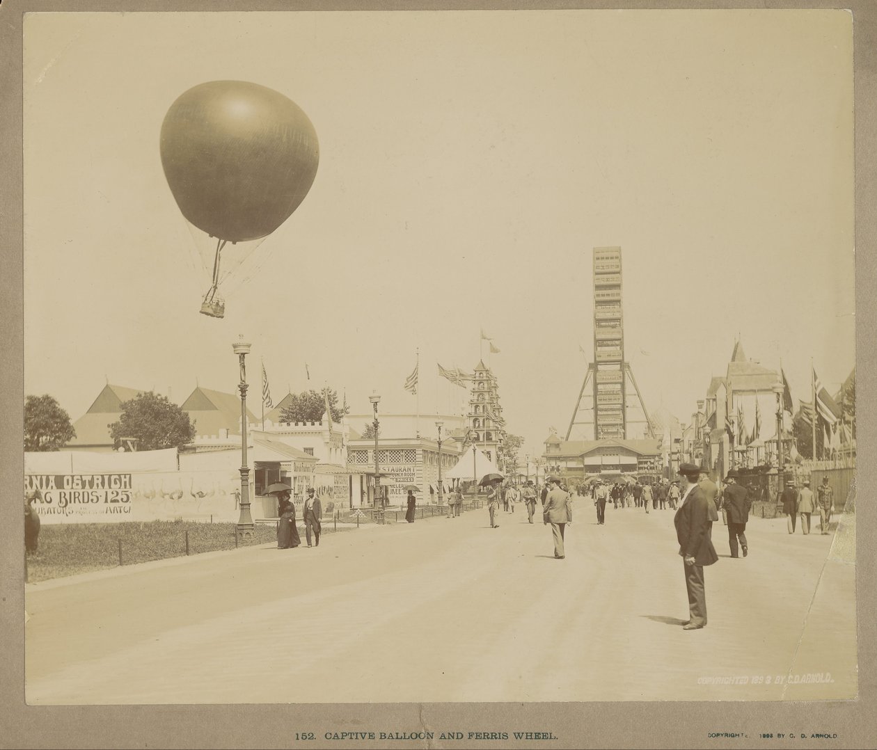 Balão cativo e roda gigante, Exposição Mundial da Colômbia, Chicago de Charles Dudley Arnold