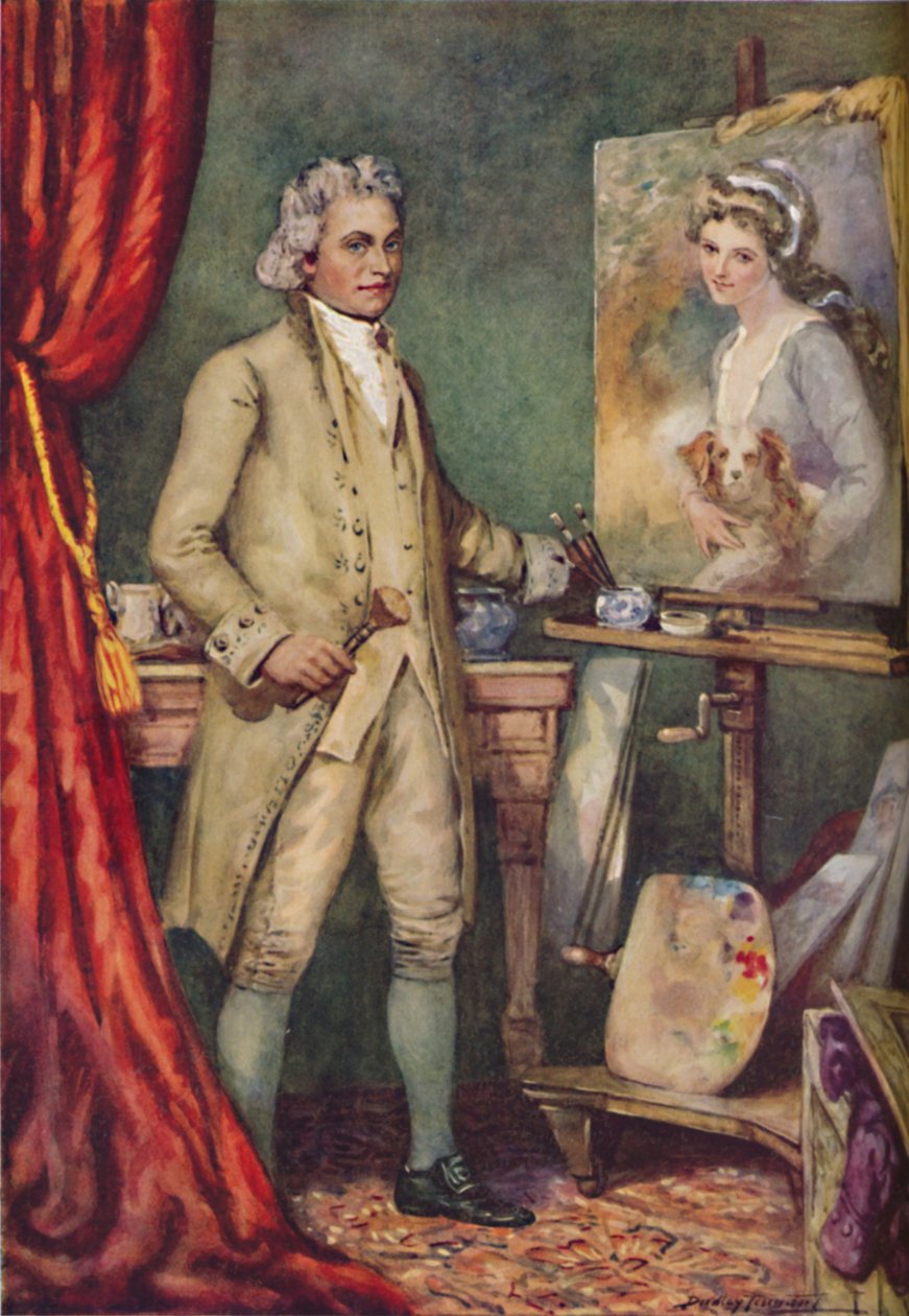 George Romney - no trabalho em uma foto de seu modelo favorito, c1925 de Charles Dudley Tennant