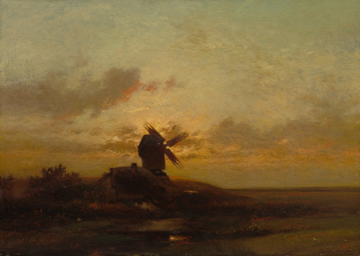 O moinho de vento, finais da década de 1850 (óleo sobre tecido) de Charles Duprez