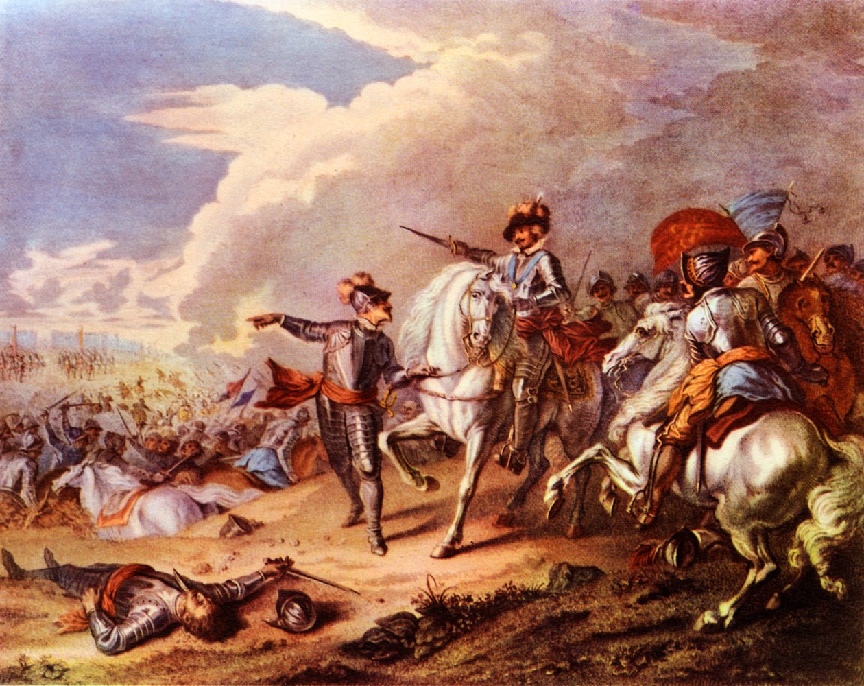 A Batalha de Naseby em 1645, "Battlefields in Britain" de C.W. Wedgewood de Charles Dupuis