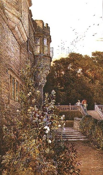 No Terraço, Haddon Hall (aguarela) de Charles Earle