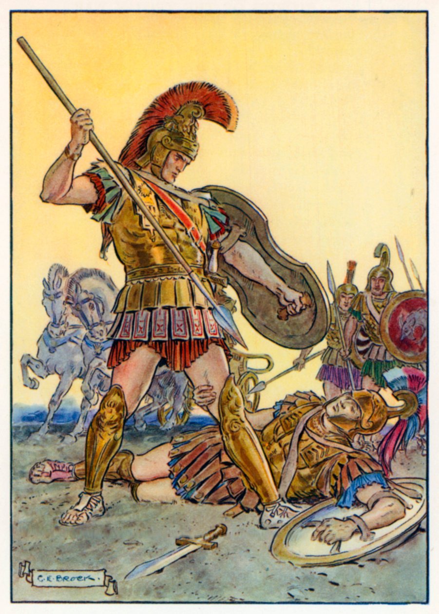 "Não me agarres os joelhos, cão vil!" (litografia a cores) de Charles Edmund (after) Brock