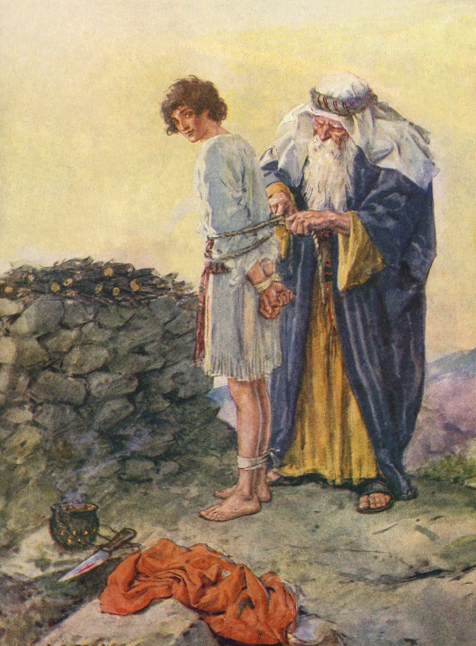 Abraão liga Isaque como um sacrifício de Charles Edmund Brock
