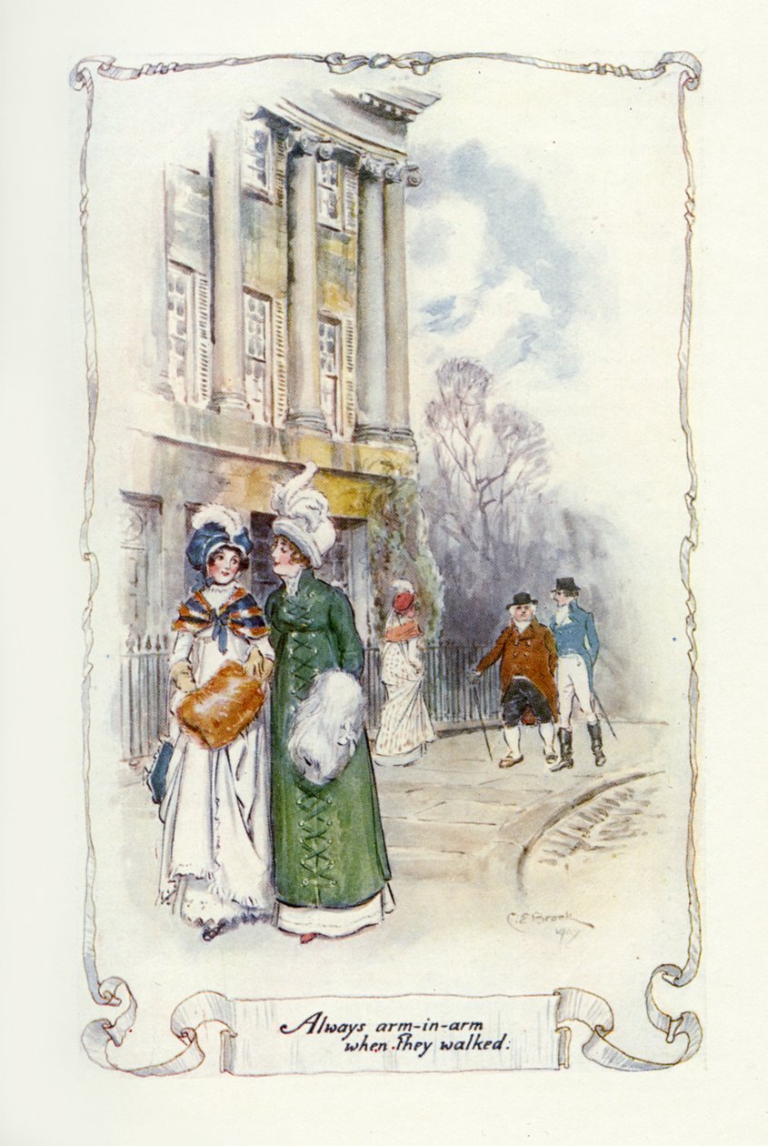 Sempre de braço dado quando andavam, 1907 (ilustração) de Charles Edmund Brock