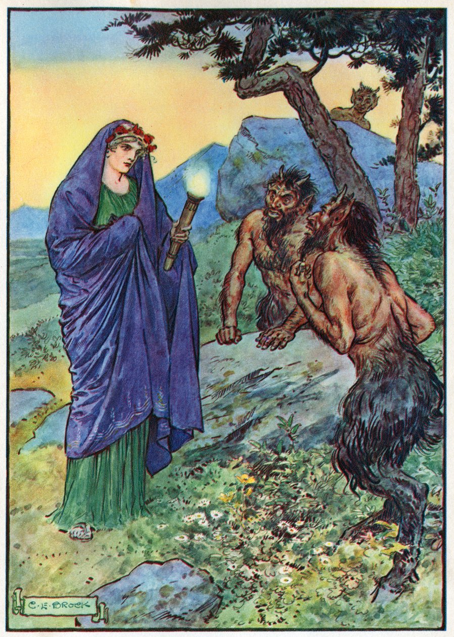 Ceres Inquiring for her Daughter, from &39;A hora das crianças: Histórias dos clássicos&39;, publicado pela Waverley Book Company de Charles Edmund Brock