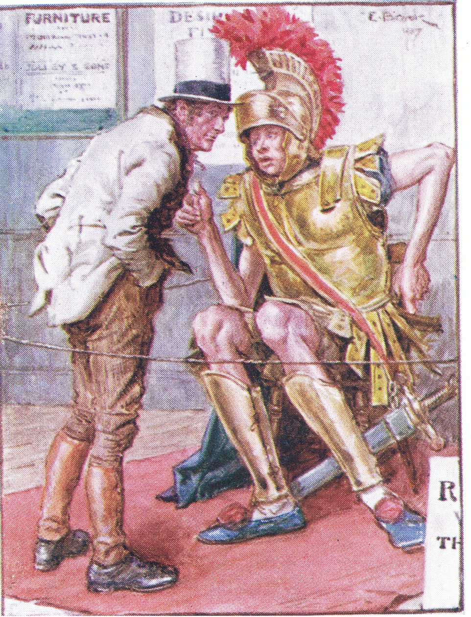 Doctor Marigold, que é o jovem estranho que paira sobre seus carrinhos , ilustração deDr Marigolds Prescription, 1910 de Charles Edmund Brock