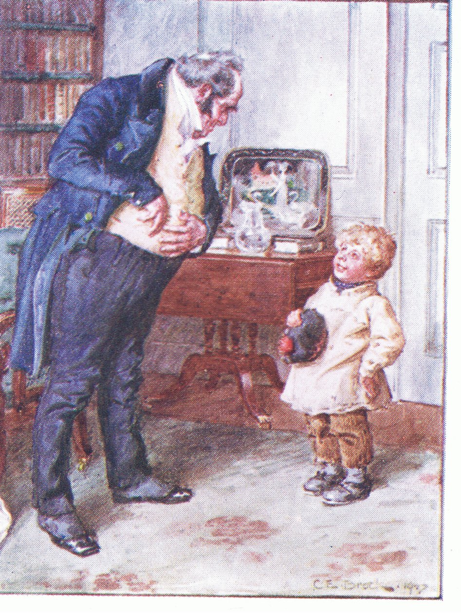 Como estão suas inclinações a respeito de sixpence, ilustração da Prescrição de Marigolds, 1910 de Charles Edmund Brock