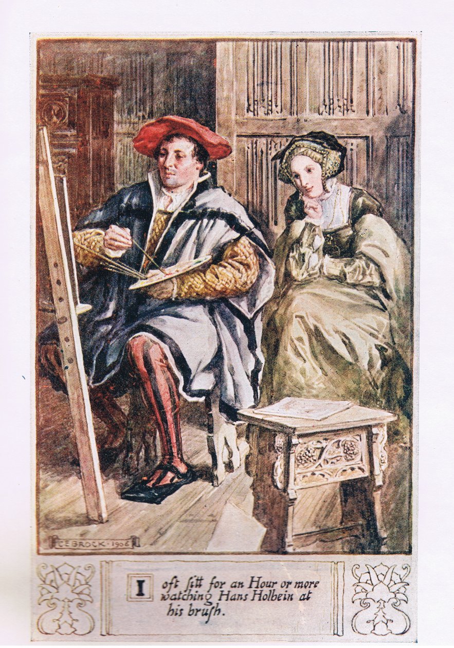 Eu me sinto por uma hora ou mais observando Hans Holbein em sua escova de Charles Edmund Brock