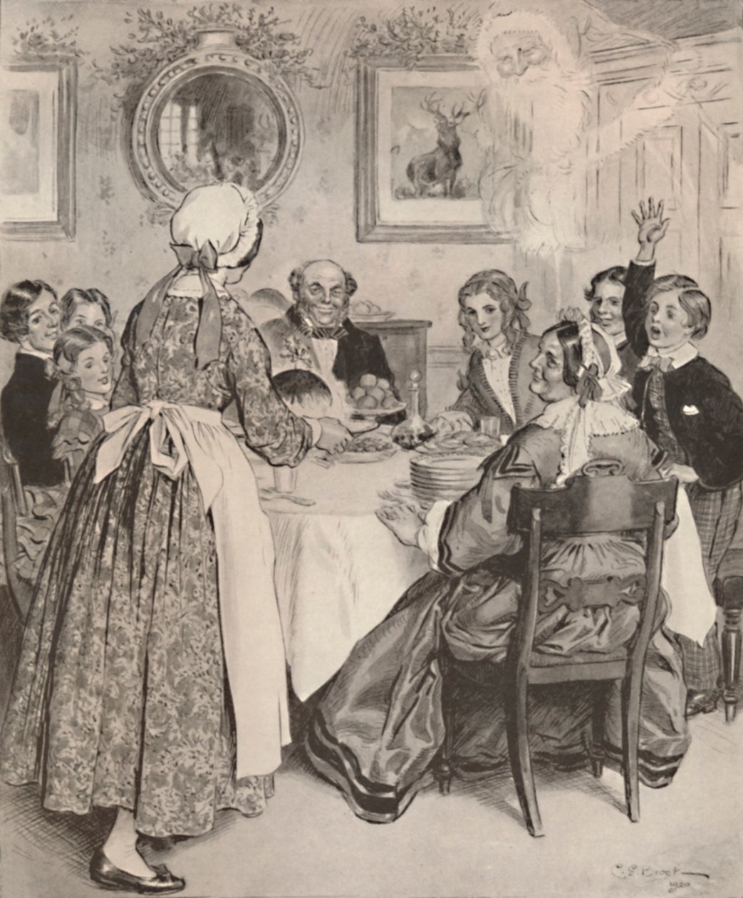 Deixe-me pensar nos confortáveis jantares em família., 1862, 1923. de Charles Edmund Brock