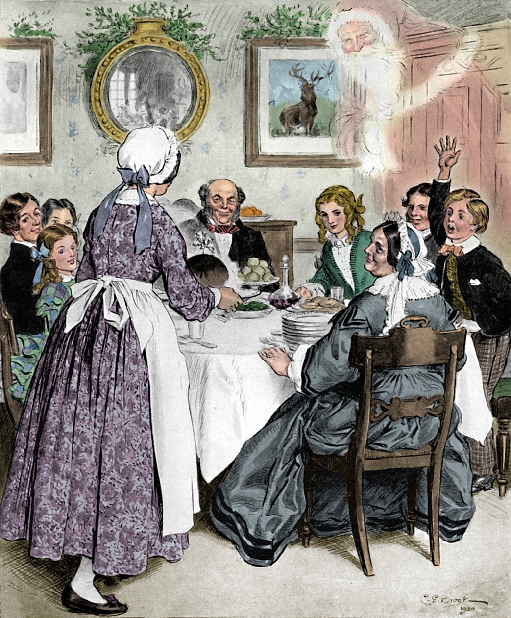 Deixe-me pensar nos confortáveis jantares em família., 1862, 1923. de Charles Edmund Brock