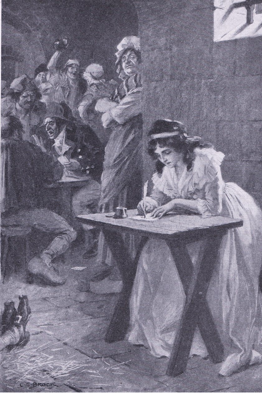 Madame Roland escreve à sua filha, de My Magazine, pub.1922 (litho) de Charles Edmund Brock