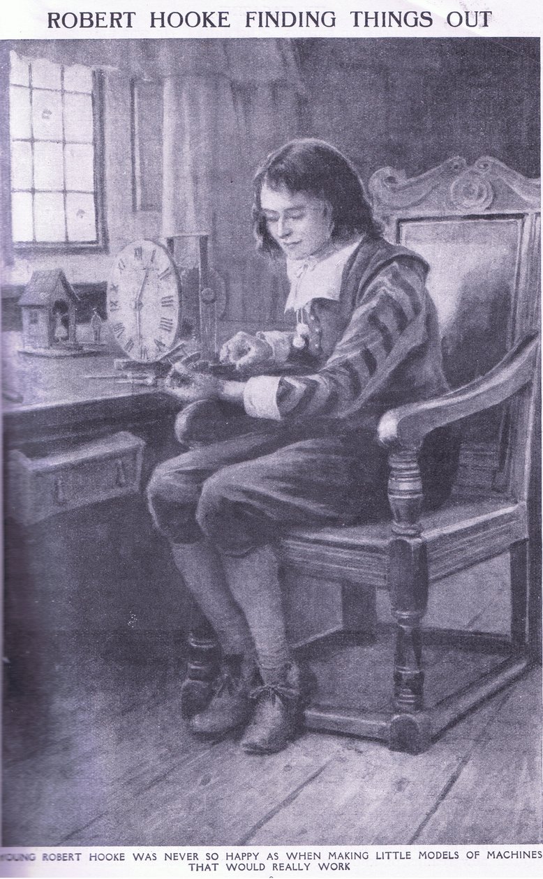 Robert Hooke descobrindo as coisas de Charles Edmund Brock