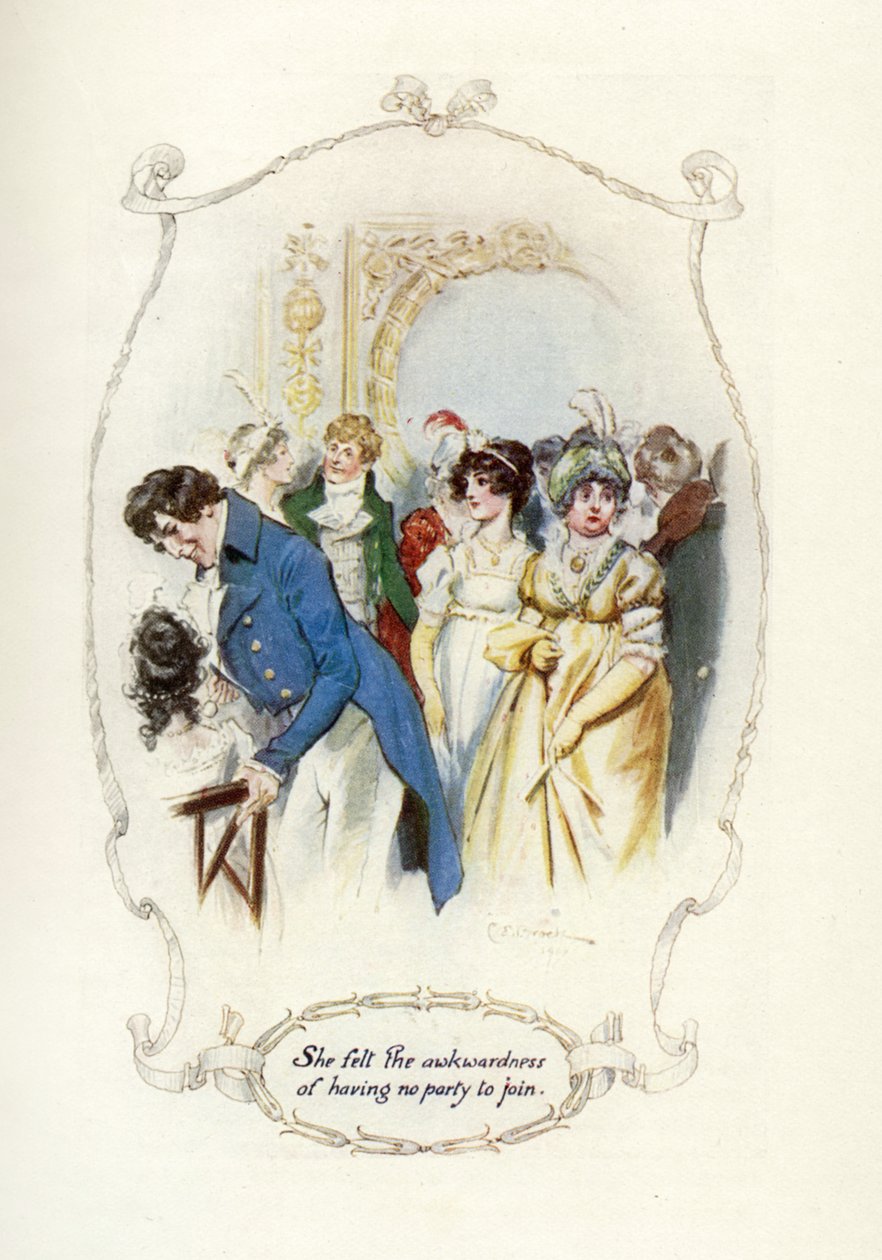 Ela sentiu o constrangimento de não ter nenhuma festa para se juntar, 1907 (ilustração) de Charles Edmund Brock