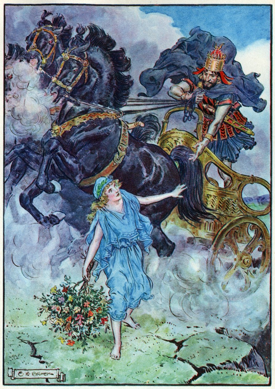 O rapto de Proserpina, de "A hora das crianças: Histórias dos clássicos", publicado pela Waverley Book Company de Charles Edmund Brock