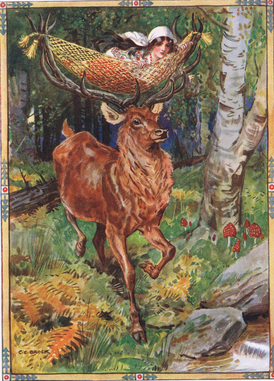 O Cervo com a Rede de Seda de Histórias Infantis de Lendas da Rumania por Moses Gaster (1856-1939) 1921 de Charles Edmund Brock
