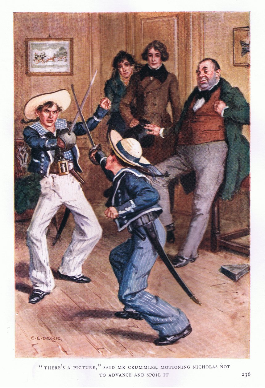 Há uma foto, disse Crummles, apontando Nicholas para não avançar e estragar tudo. de Charles Edmund Brock