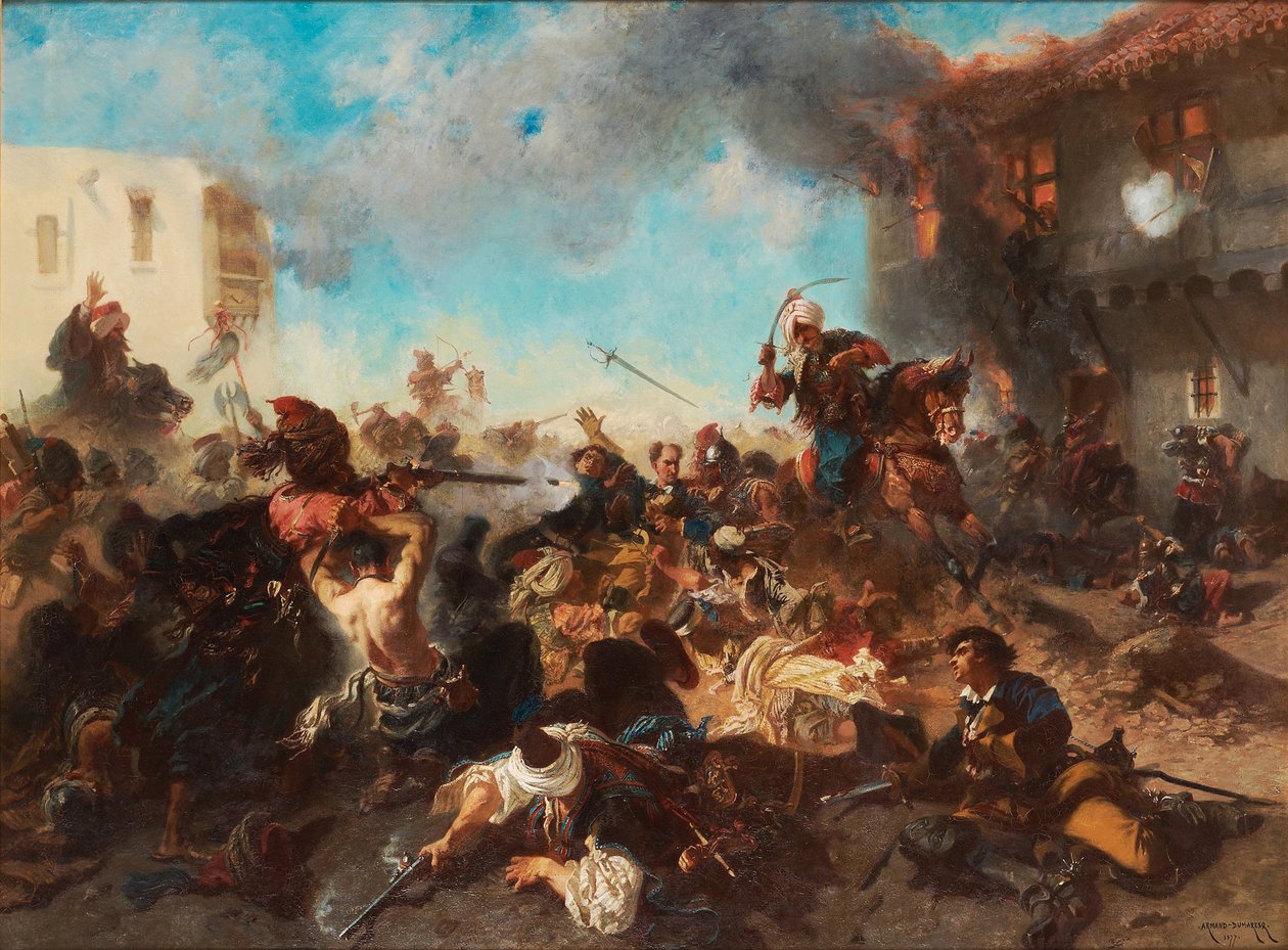 Os escaramuços em Bender Kalabaliken i Bender, 1877 de Charles Edouard Armand Dumaresq
