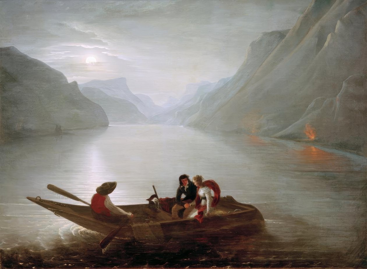 Julie e Saint-Preux no Lago Genebra de Charles Edouard Crespy Le Prince