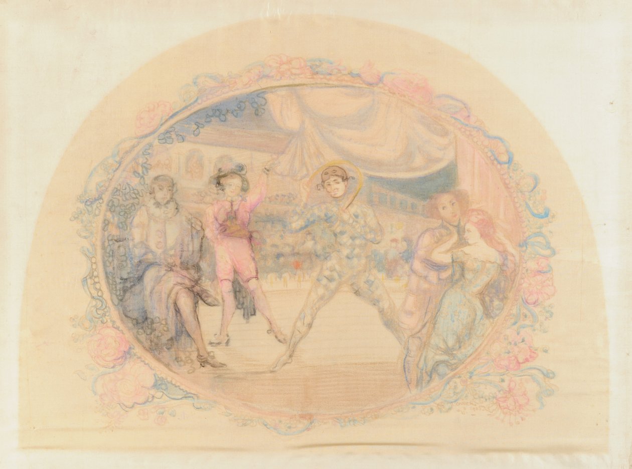 Harlequin SAmuse, 1905 (wc no papel) de Charles Edward Conder