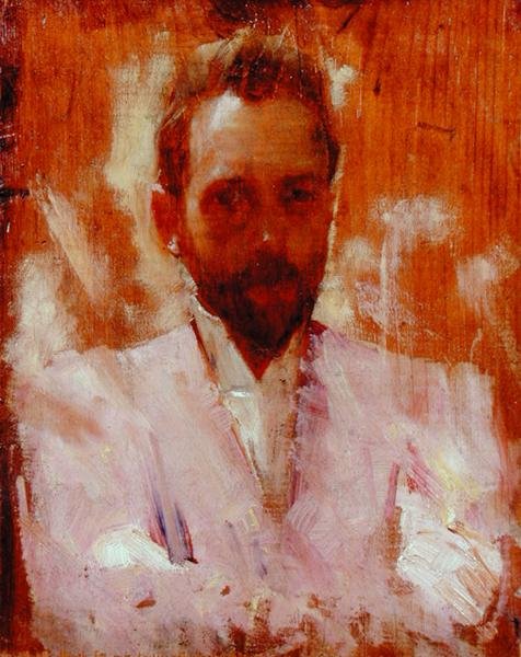 Retrato do Pintor Sir Ernest Arthur Streeton (1867-1943) (óleo sobre painel) de Charles Edward Conder