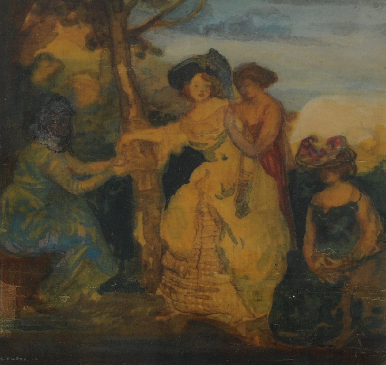 The Fortune Teller, 1890-1900 (wc no papel) de Charles Edward Conder