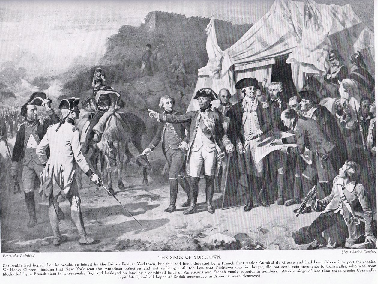 O cerco de Yorktown, ilustração da "História das Nações de Hutchinson" de Charles Edward Conder