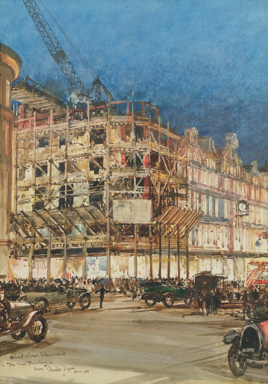 Construção do novo edifício para Bourne and Hollingsworth, Oxford Street, Londres de Charles Edward Dixon