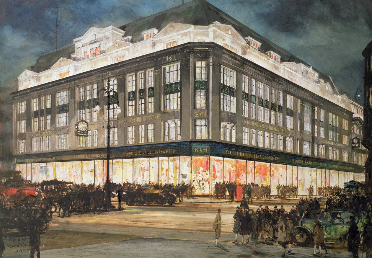 O novo edifício, Bourne e Hollingsworth, Oxford Street de Charles Edward Dixon