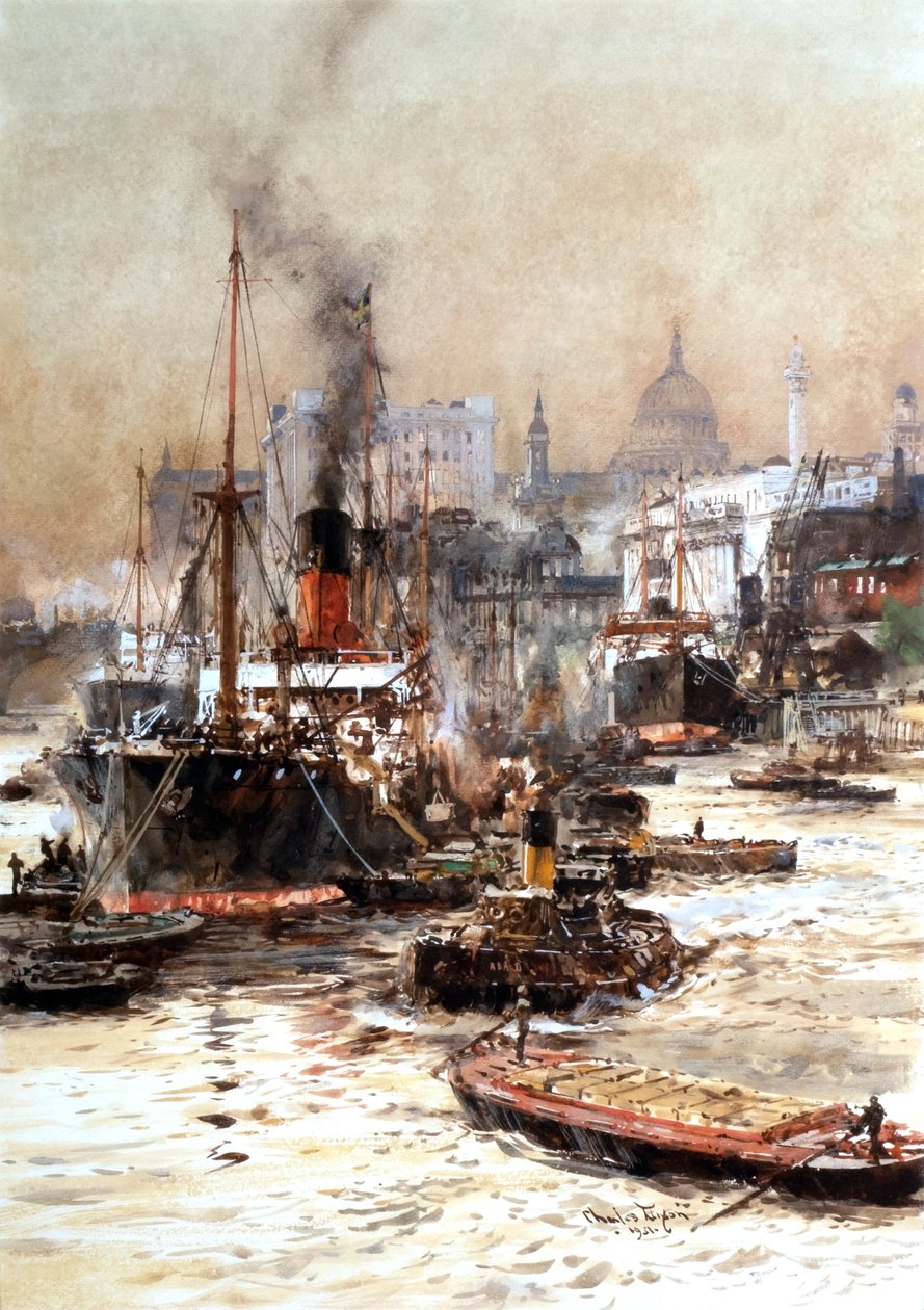O Tamisa abaixo de St. Pauls de Charles Edward Dixon
