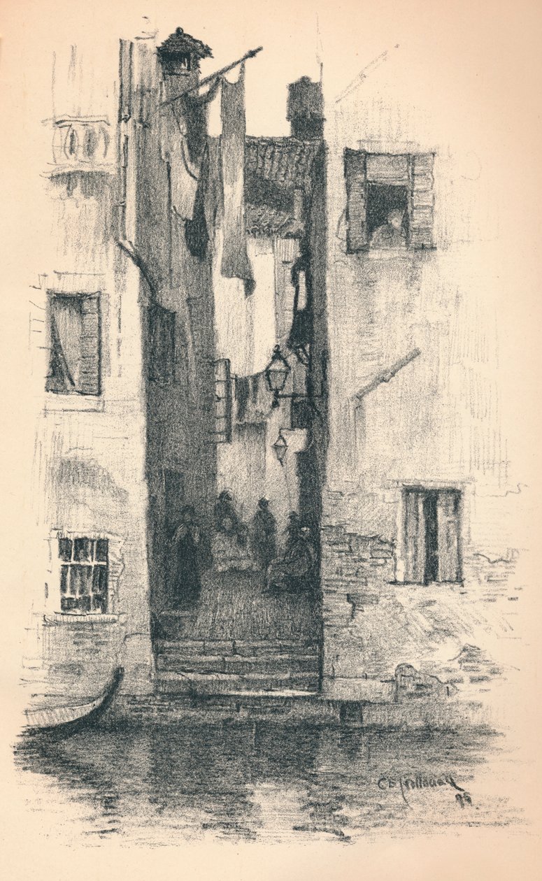 Uma rua em Veneza, 1895 de Charles Edward Holloway