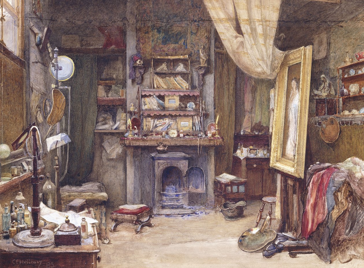 O estúdio do artista, 1885 de Charles Edward Holloway