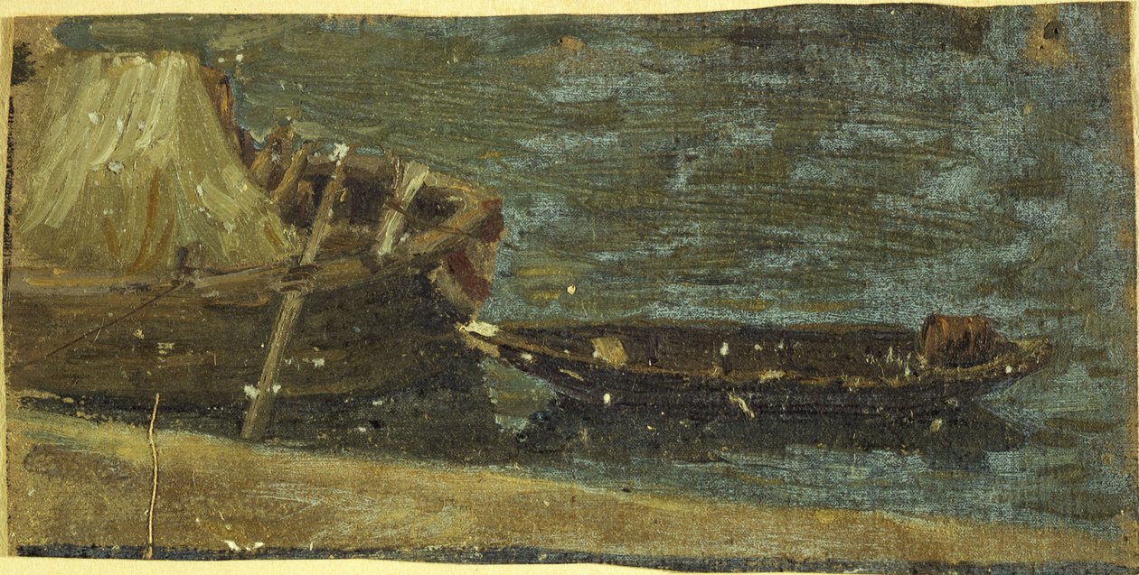 Barcos atracados, ca. 1870 (óleo sobre tela) de Charles Emile Cuisin