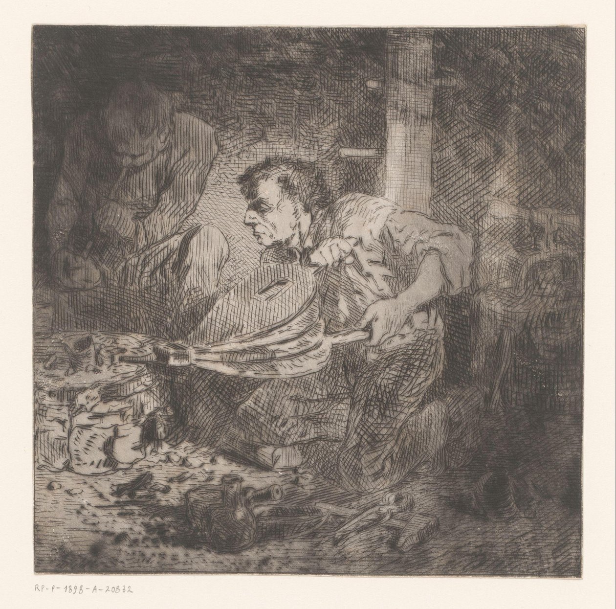 Ferreiro com fole de Charles Emile Jacque (attributed to)