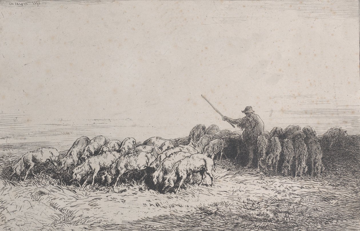 Uma manada de porcos, 1850. de Charles Emile Jacque