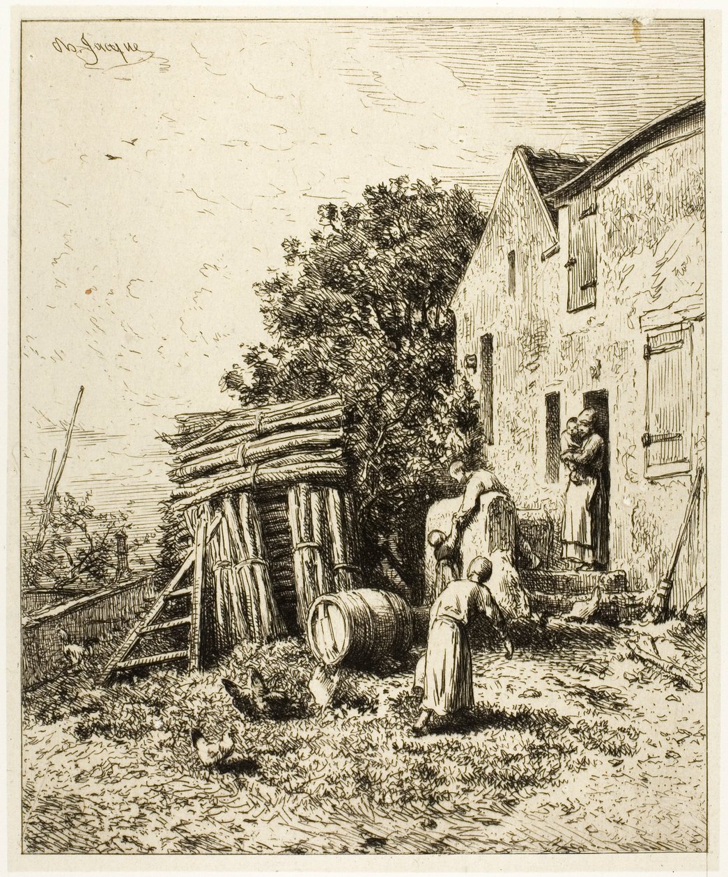 Uma moradia rústica de Charles Emile Jacque