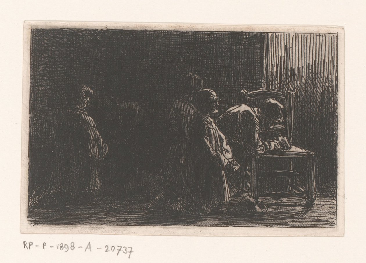 Figuras orantes em frente de uma cadeira de Charles Emile Jacque