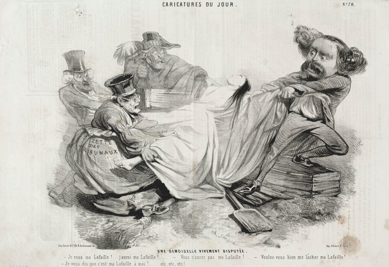 Desenho animado do dia: Não. 78, Um demoisellevivement disputado. de Charles Emile Jacque