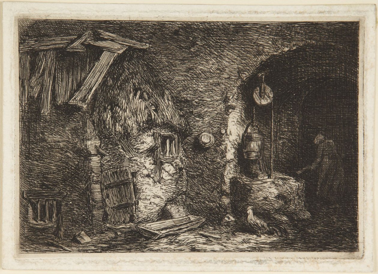 Interior de uma casa de campo de Charles Emile Jacque